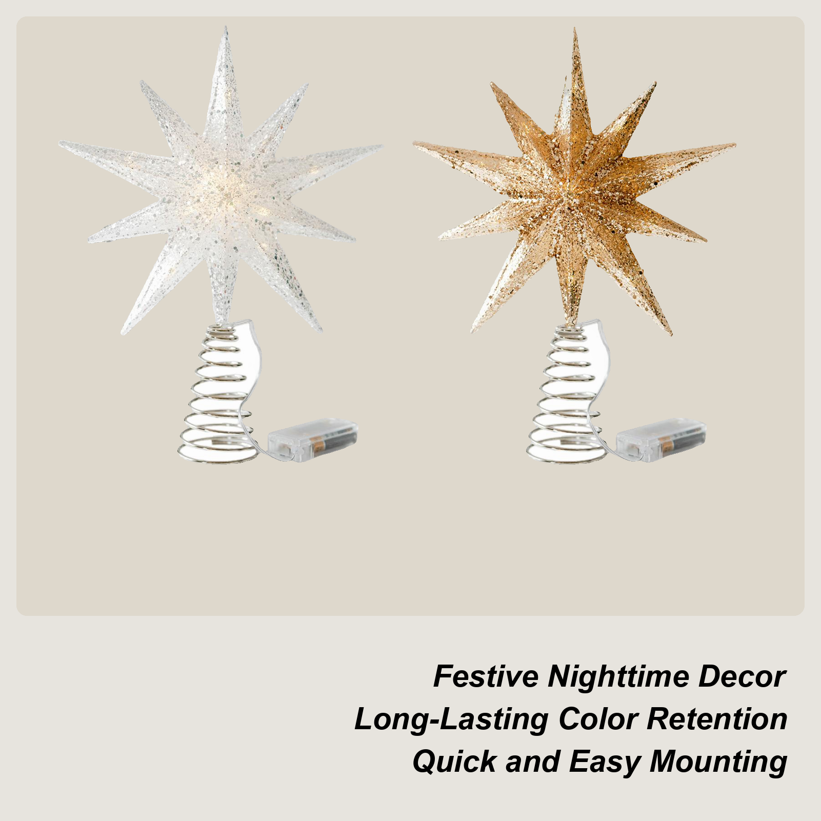 Star Tree Topper - Christmas Star Tree Topper With Lights