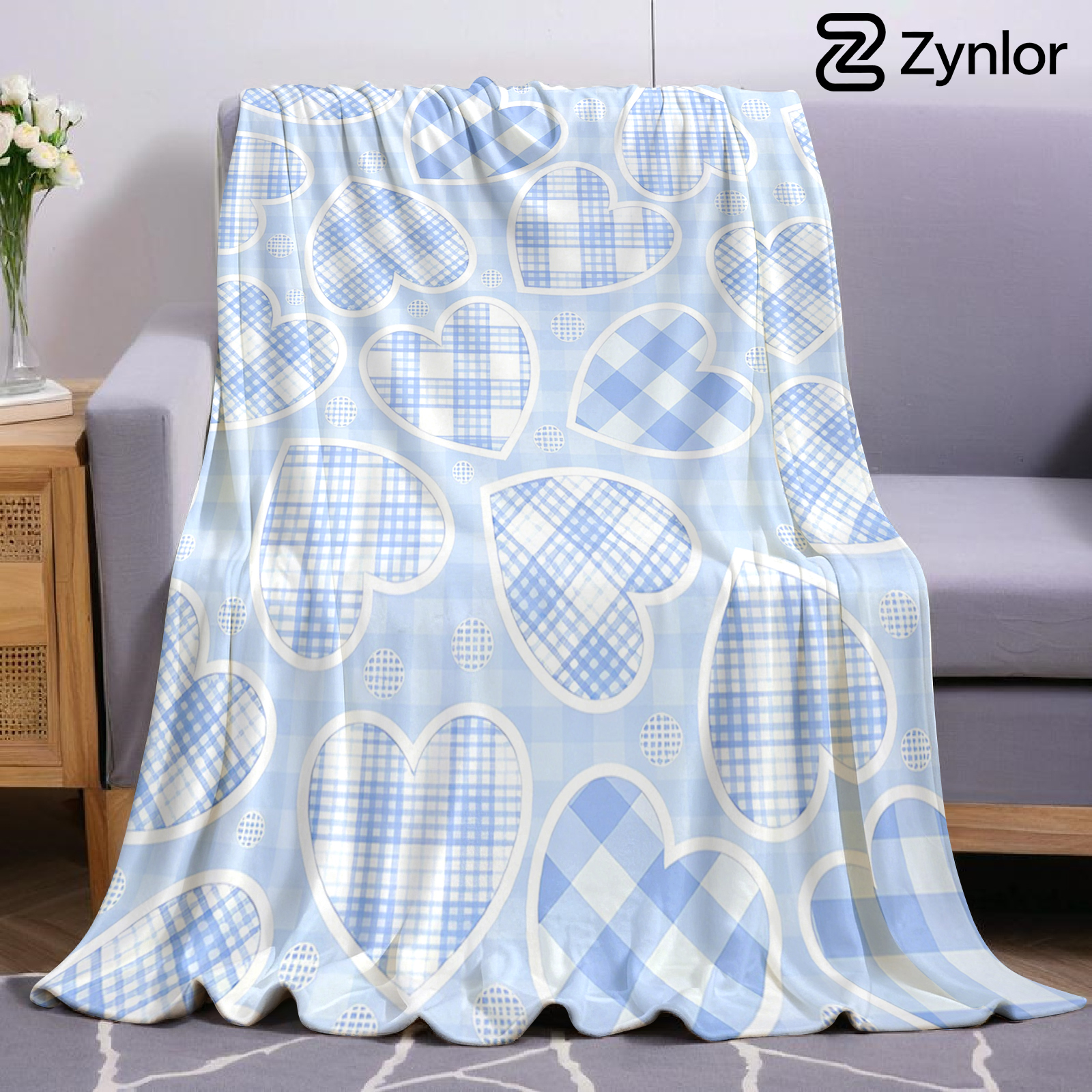 Blue Plaid Heart Cartoon Anime - Christmas Throw Blanket ulasan dan harga