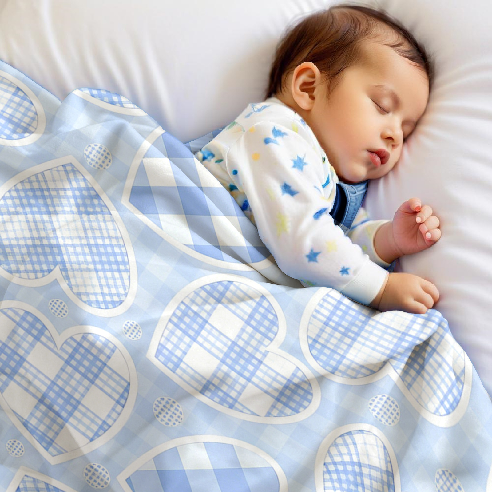 Blue Plaid Heart Cartoon Anime - Christmas Throw Blanket ulasan dan harga