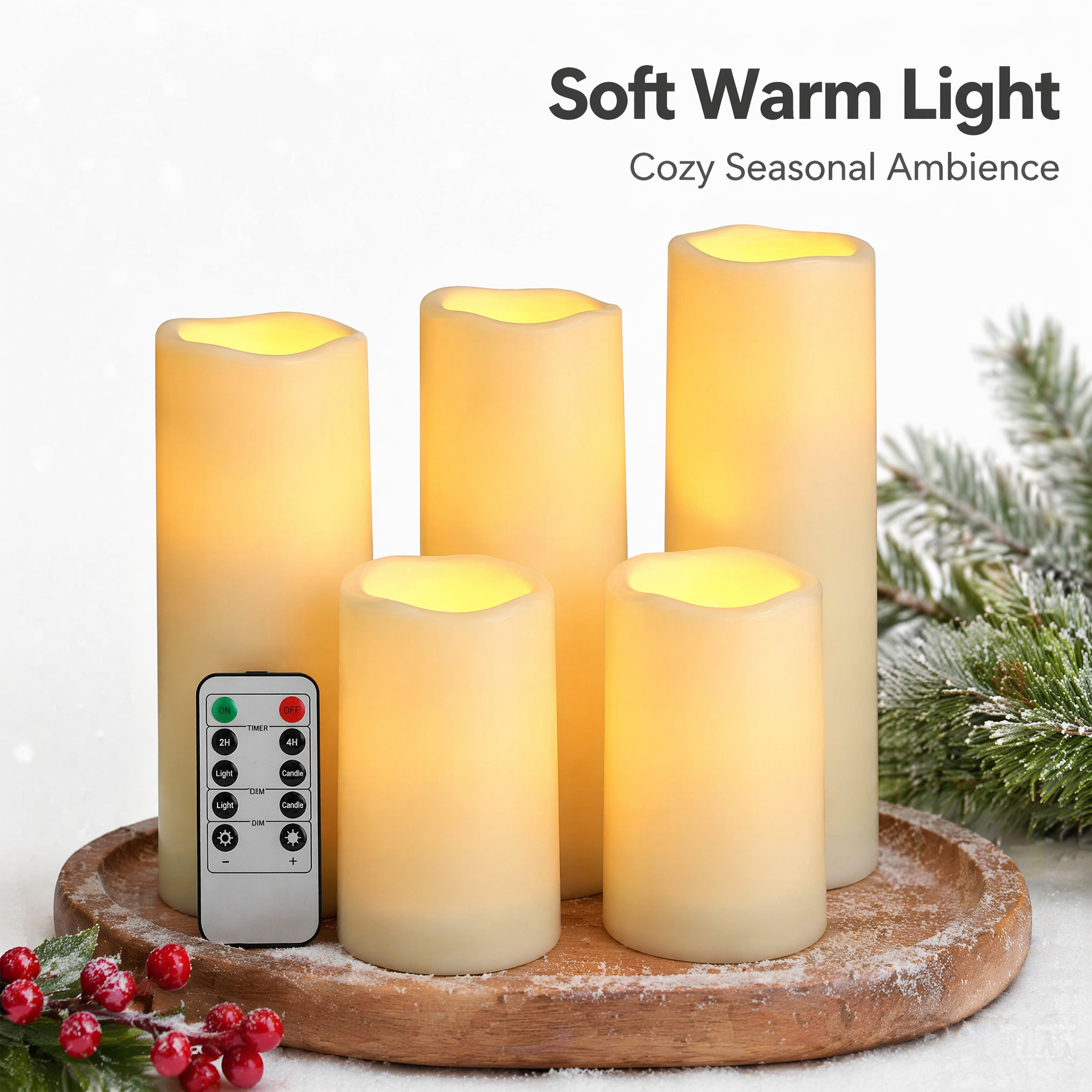 Flameless LED Pillar Candle Wa - Holiday Candle Set ulasan dan harga