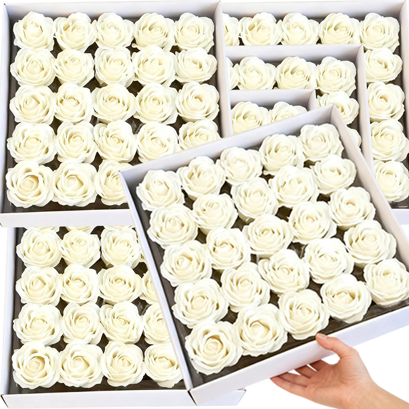 6cm White Artificial Rose Soap - Christmas Wreath Fake ulasan dan harga