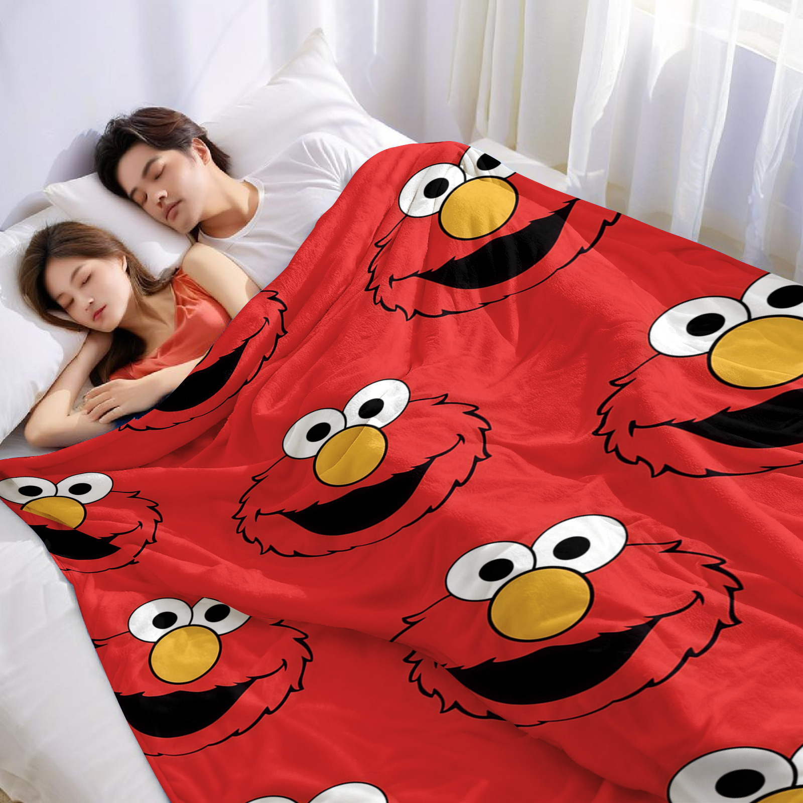 Elmo Face Cartoon Anime Print  - Christmas Throw Blanket ulasan dan harga