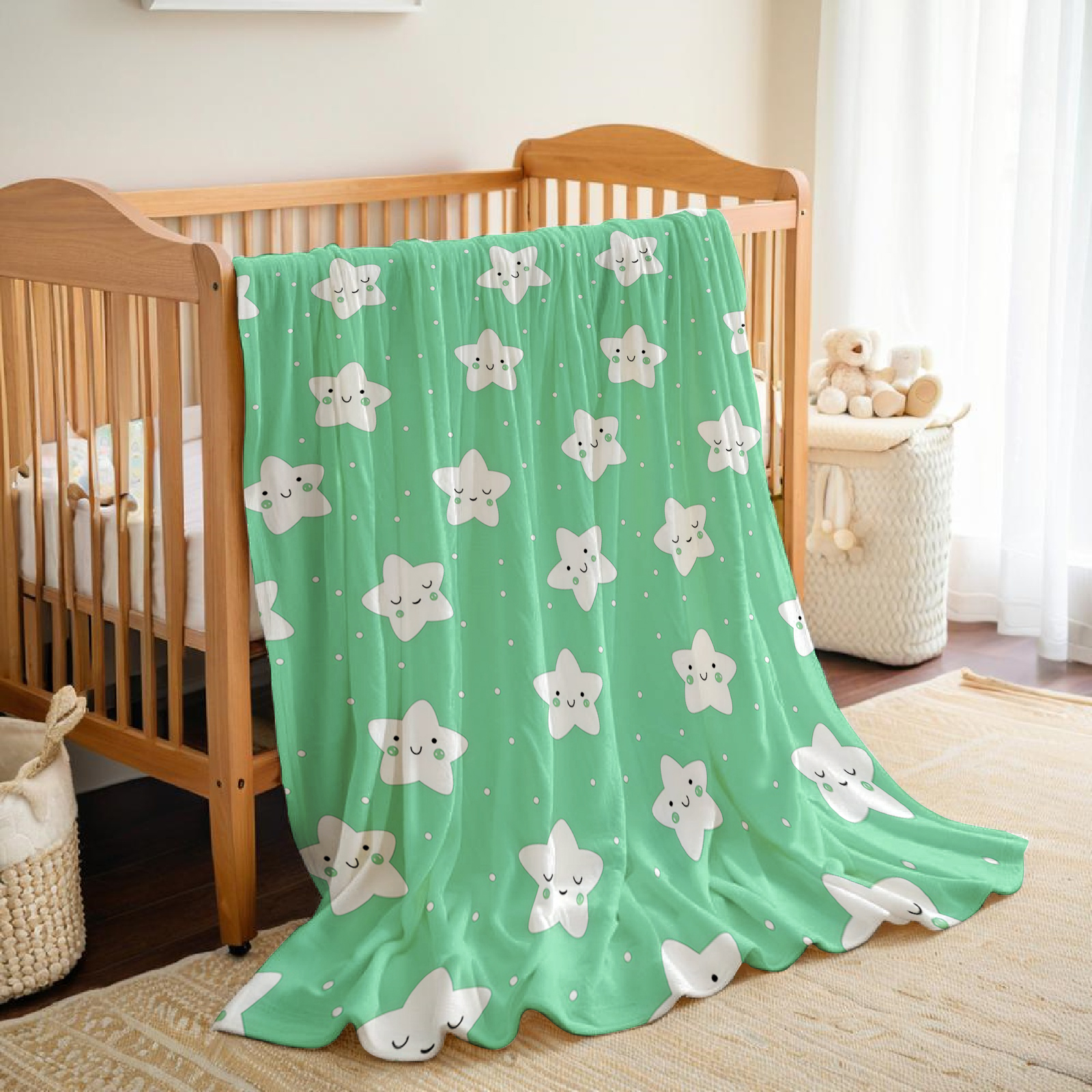 Mint Green Cute Star Lightweig - Christmas Throw Blanket ulasan dan harga