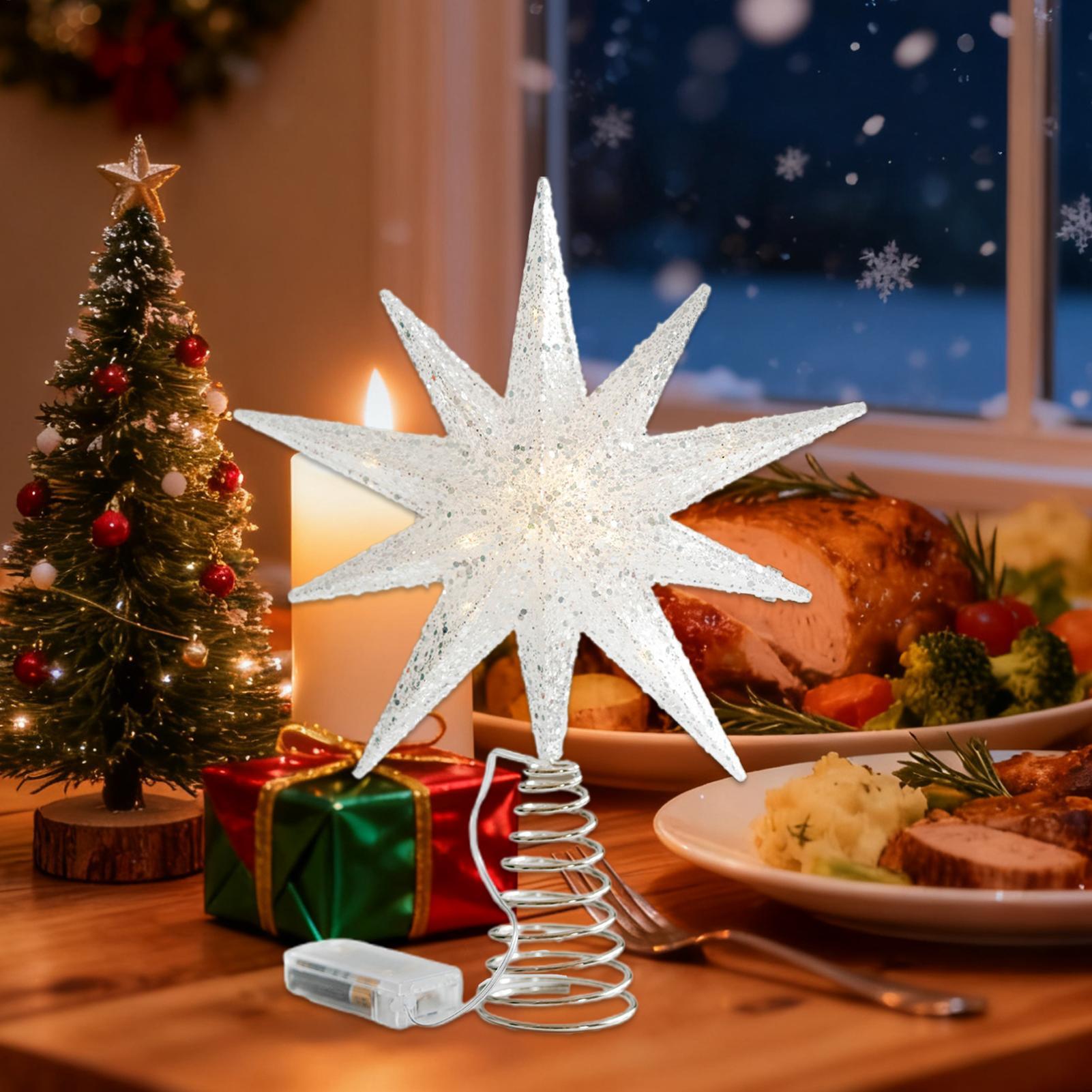 Christmas Star Tree Topper Wit - Star Tree Topper ulasan dan harga