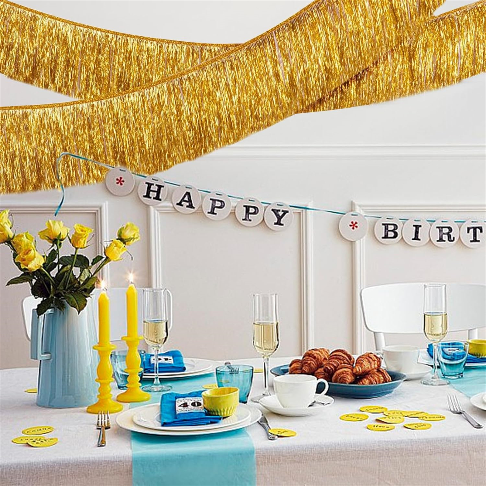 Gold Foil Fringe Garland Party - Tinsel Garland Decoration ulasan dan harga