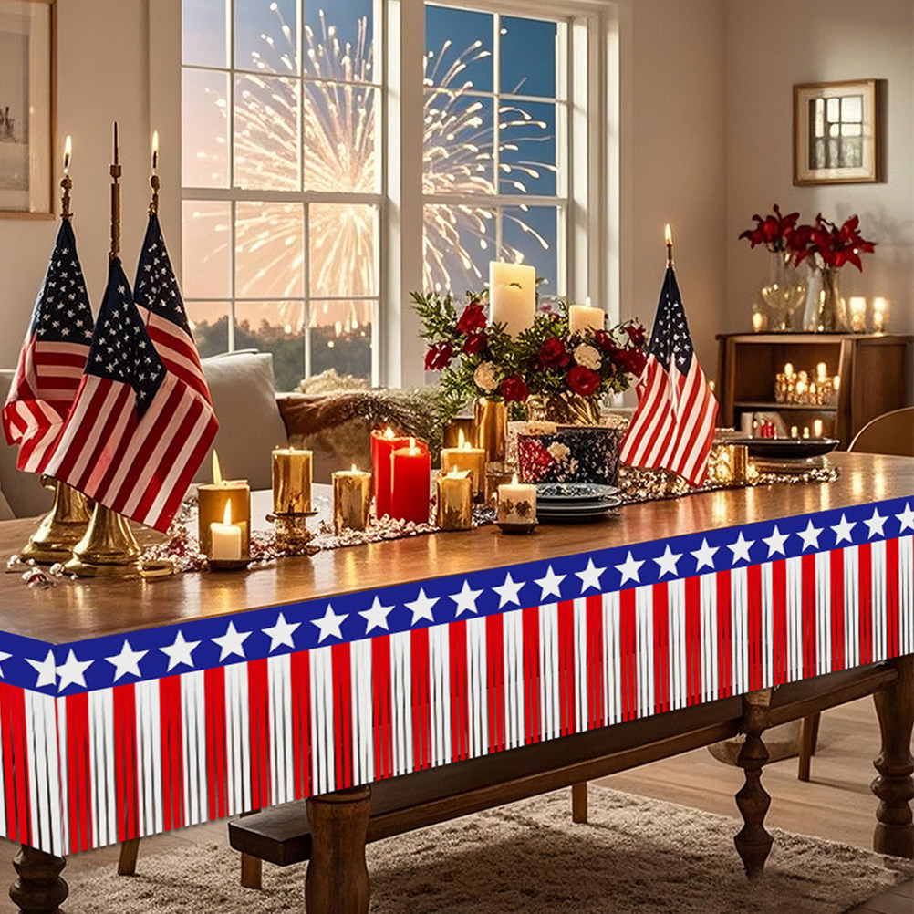 1Set Patriotic Red Blue White  - Tinsel Garland Decoration ulasan dan harga
