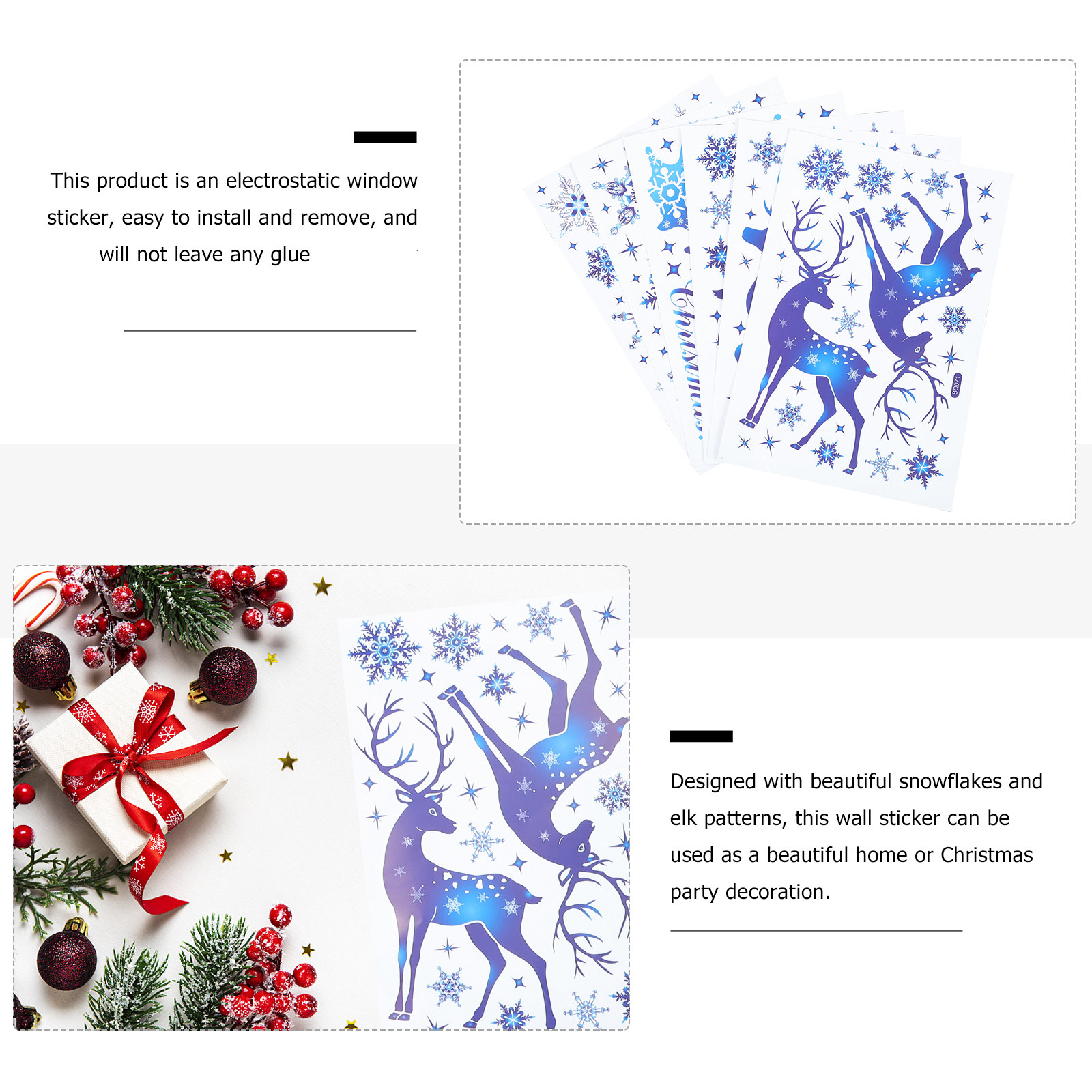 6 Sheets Snow Flake Window Dec - Snowflake Window Decal ulasan dan harga