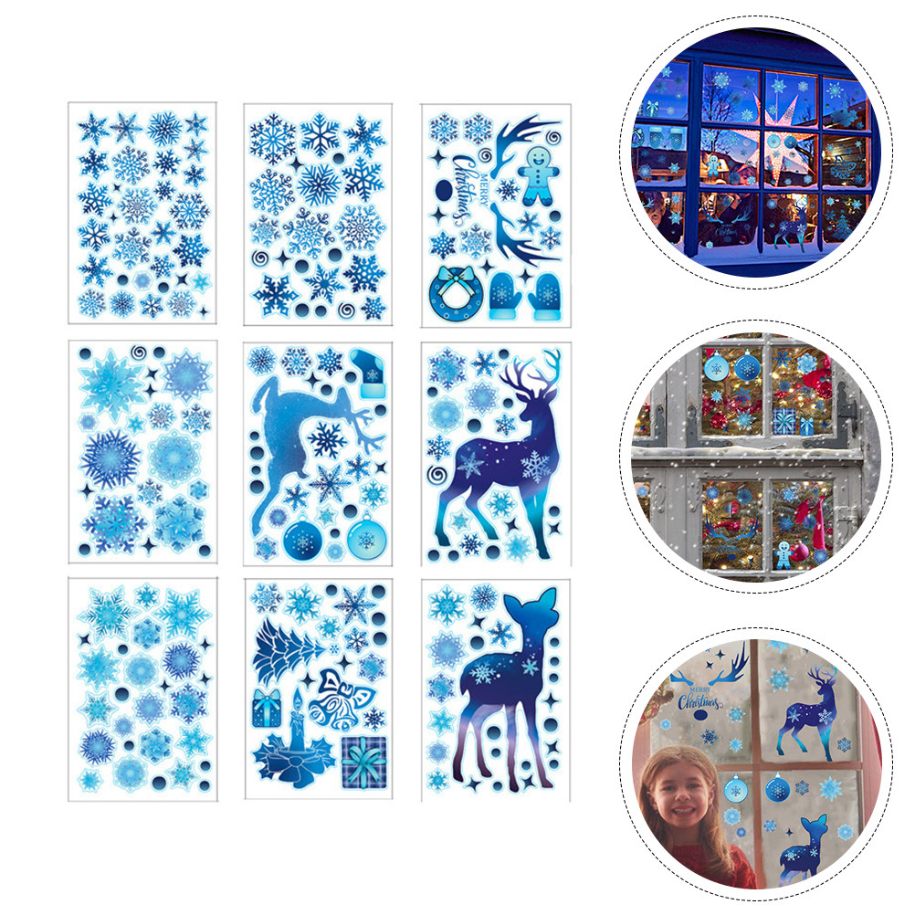9 Sheets Christmas Window Deca - Snowflake Window Decal ulasan dan harga