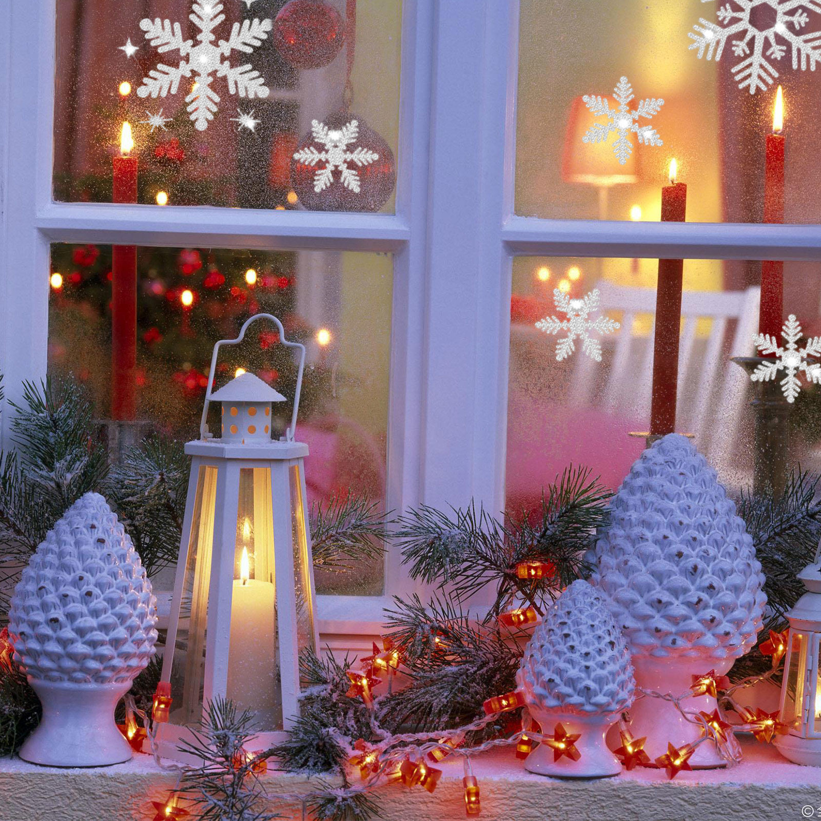 White Snowflake Decals Window  - Snowflake Window Decal ulasan dan harga